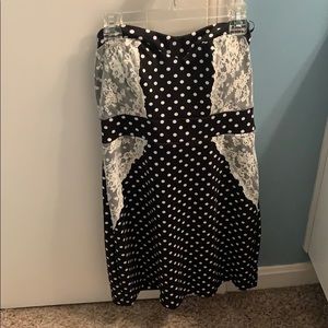 Polka dot strapless dress